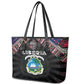 Liberia Roots Leather Tote Bag African Pride in Fingerprint and Tribal Colors