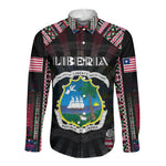 Personalized Liberia Roots Long Sleeve Button Shirt African Pride in Fingerprint and Tribal Colors