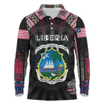 Personalized Liberia Roots Long Sleeve Polo Shirt African Pride in Fingerprint and Tribal Colors