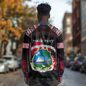 Personalized Liberia Roots Long Sleeve Shirt African Pride in Fingerprint and Tribal Colors