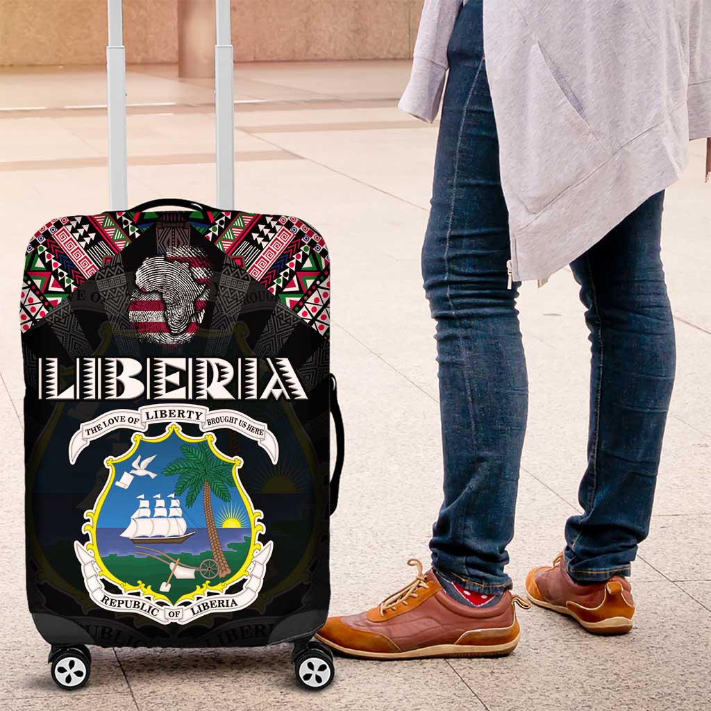 Liberia Roots Luggage Cover African Pride in Fingerprint and Tribal Colors