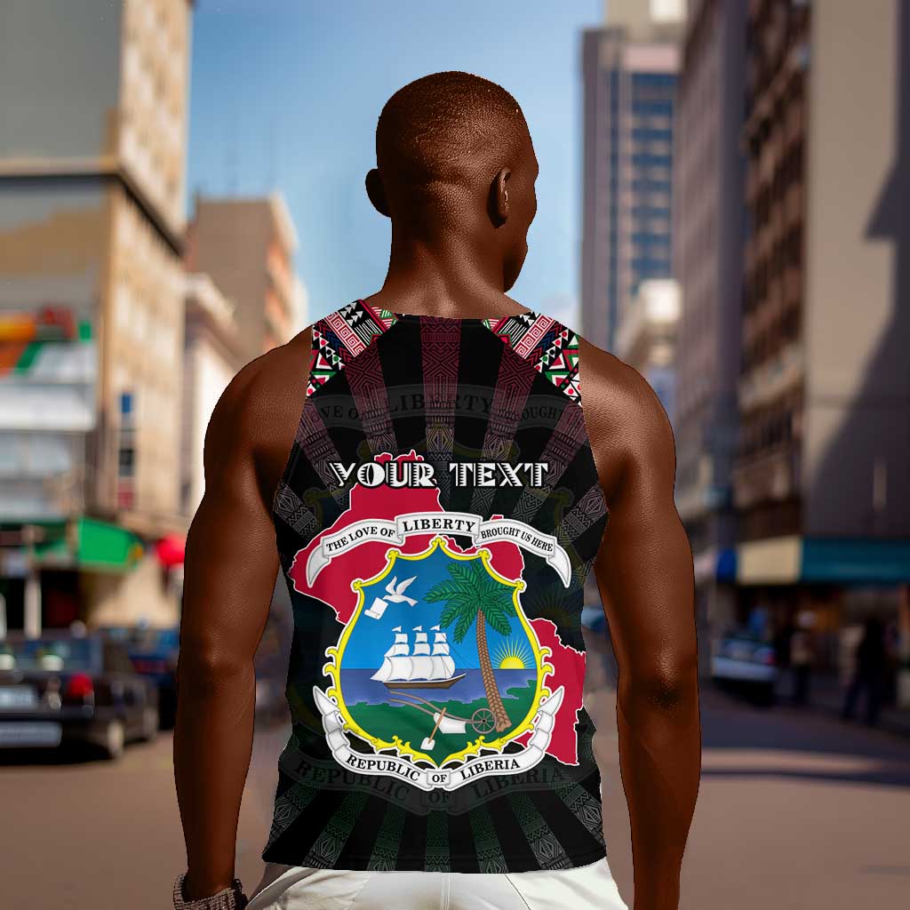 Personalized Liberia Roots Men Tank Top African Pride in Fingerprint and Tribal Colors