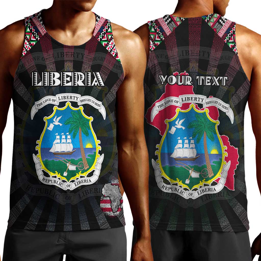 Personalized Liberia Roots Men Tank Top African Pride in Fingerprint and Tribal Colors