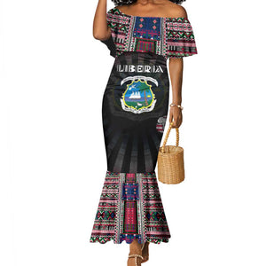 Personalized Liberia Roots Mermaid Dress African Pride in Fingerprint and Tribal Colors