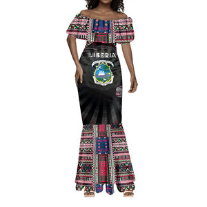 Personalized Liberia Roots Mermaid Dress African Pride in Fingerprint and Tribal Colors