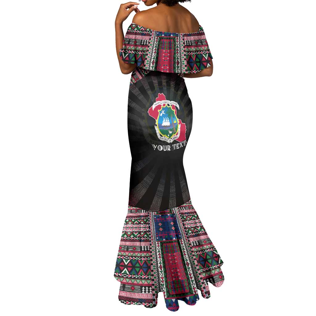 Personalized Liberia Roots Mermaid Dress African Pride in Fingerprint and Tribal Colors