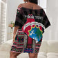 Personalized Liberia Roots Off Shoulder Short Dress African Pride in Fingerprint and Tribal Colors