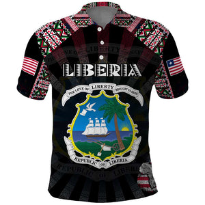 Personalized Liberia Roots Polo Shirt African Pride in Fingerprint and Tribal Colors