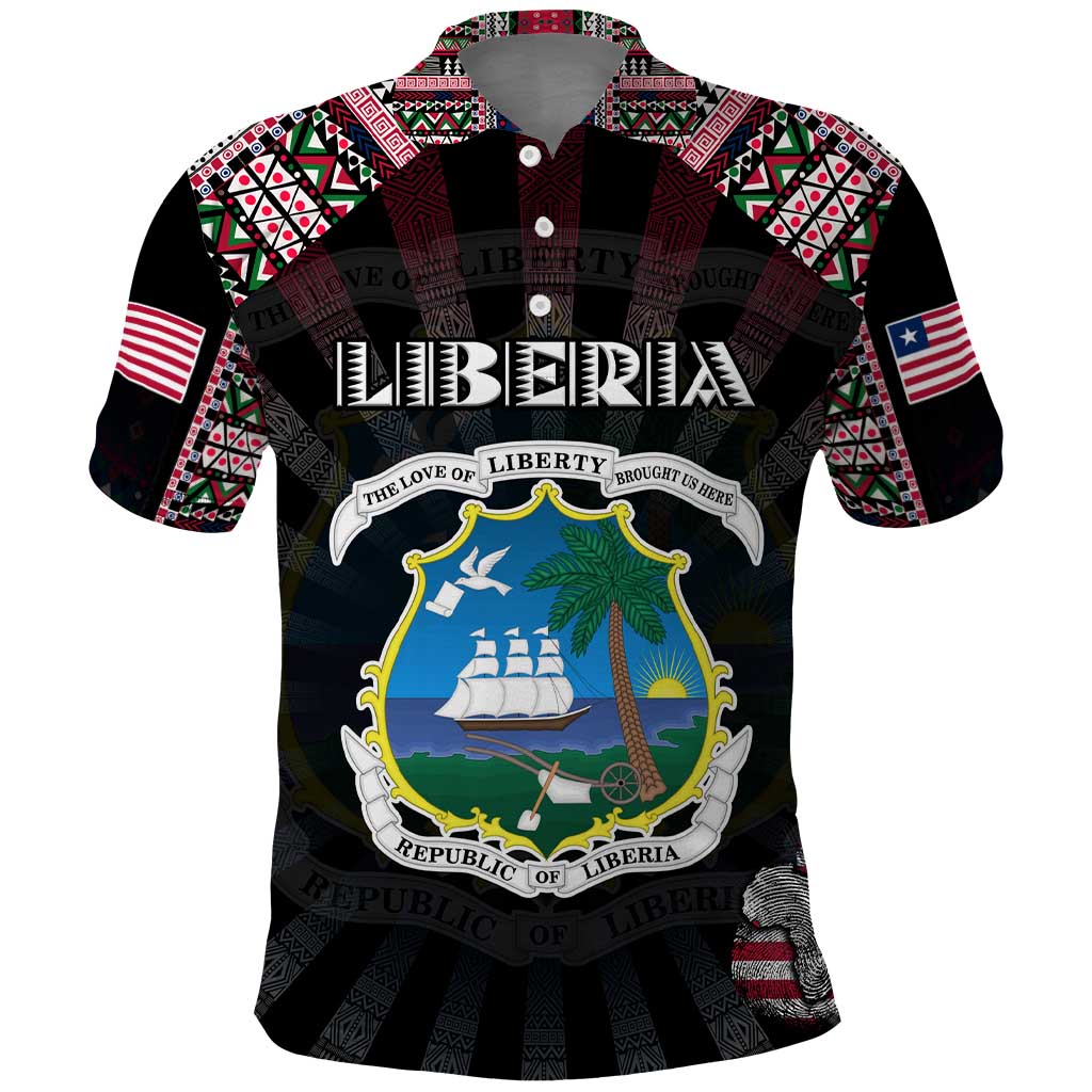 Personalized Liberia Roots Polo Shirt African Pride in Fingerprint and Tribal Colors