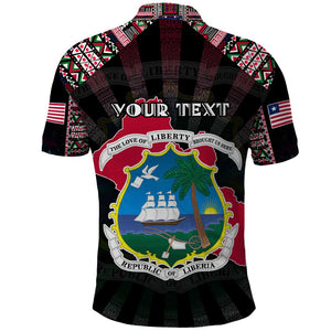 Personalized Liberia Roots Polo Shirt African Pride in Fingerprint and Tribal Colors