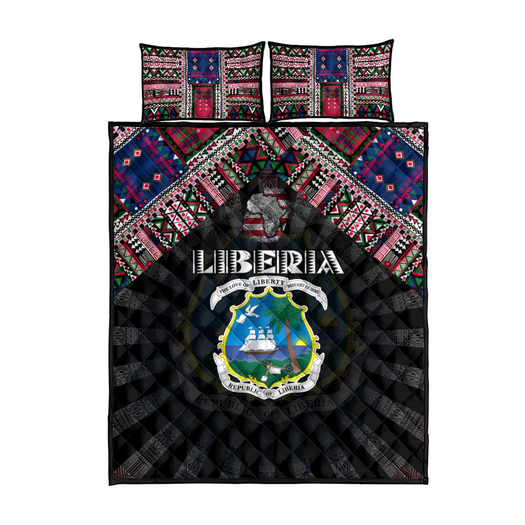 Liberia Roots Quilt Bed Set African Pride in Fingerprint and Tribal Colors