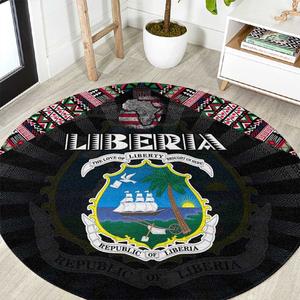Liberia Roots Round Carpet African Pride in Fingerprint and Tribal Colors