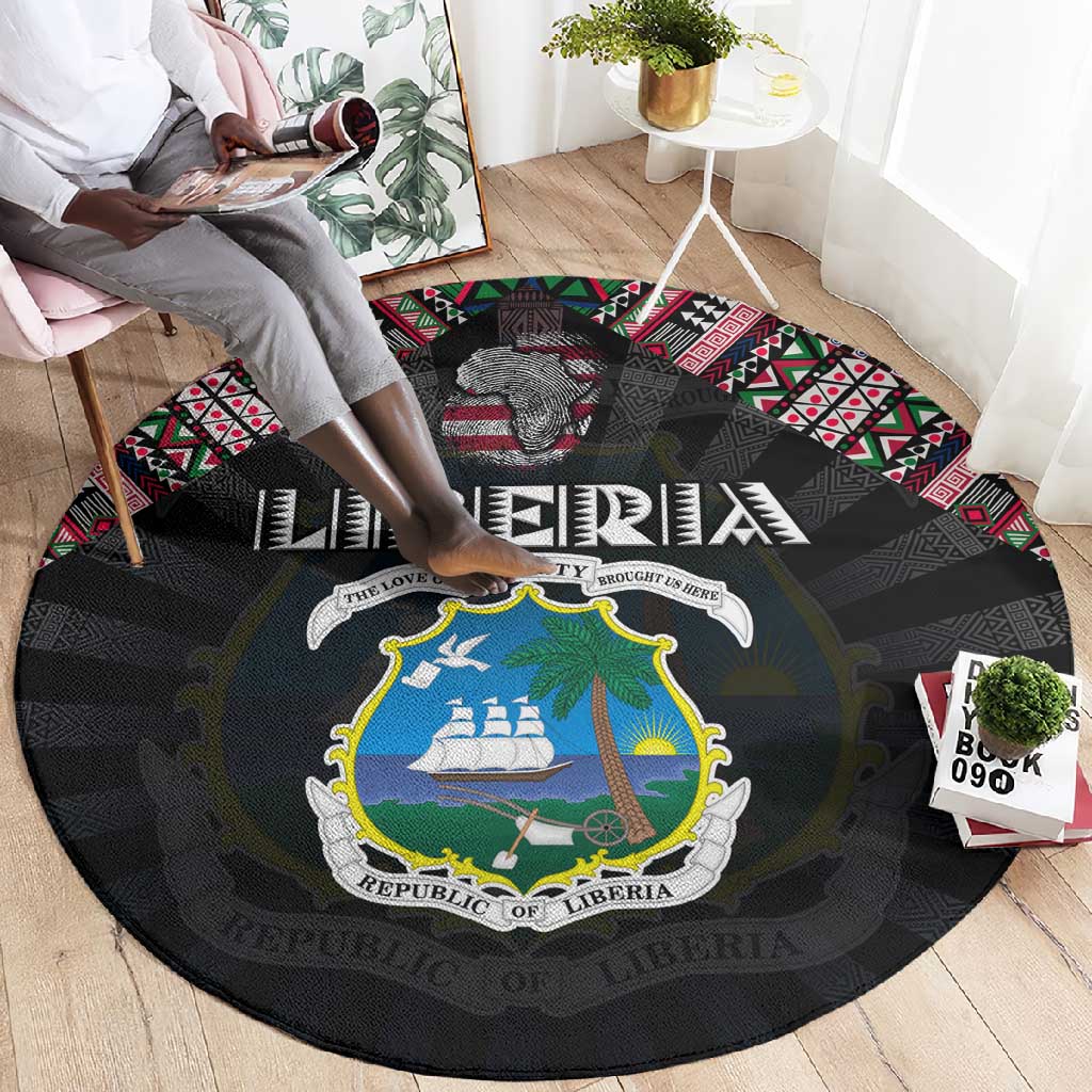Liberia Roots Round Carpet African Pride in Fingerprint and Tribal Colors