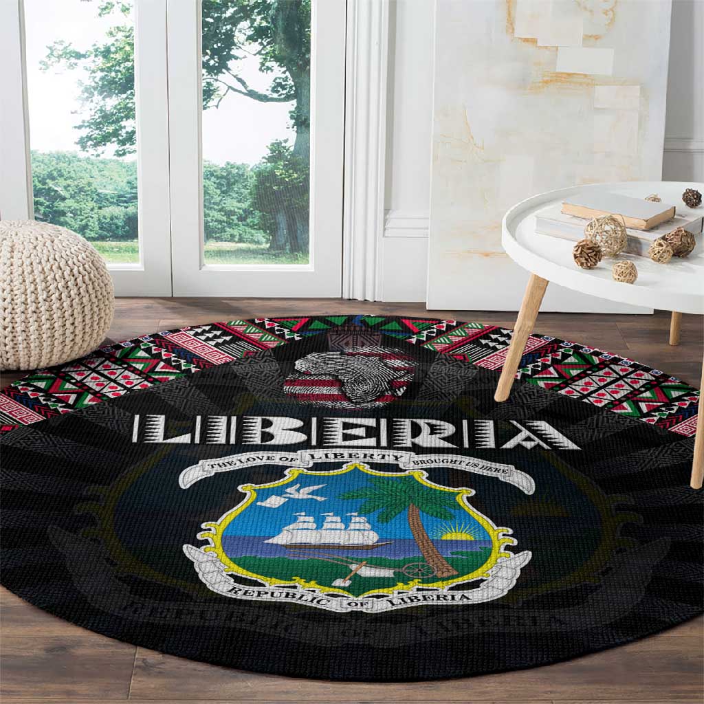 Liberia Roots Round Carpet African Pride in Fingerprint and Tribal Colors