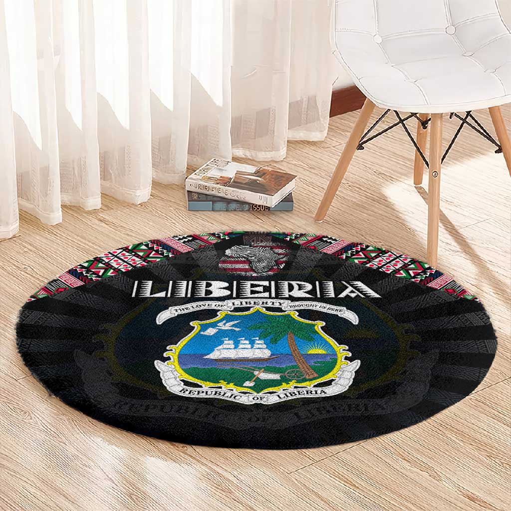 Liberia Roots Round Carpet African Pride in Fingerprint and Tribal Colors