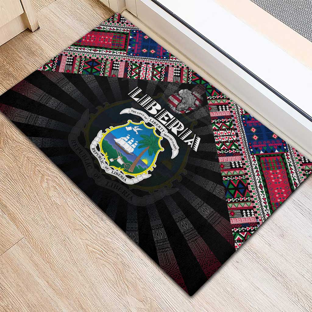 Liberia Roots Rubber Doormat African Pride in Fingerprint and Tribal Colors