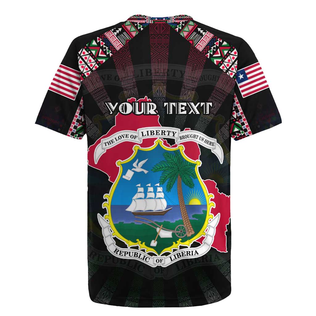 Personalized Liberia Roots Rugby Jersey African Pride in Fingerprint and Tribal Colors