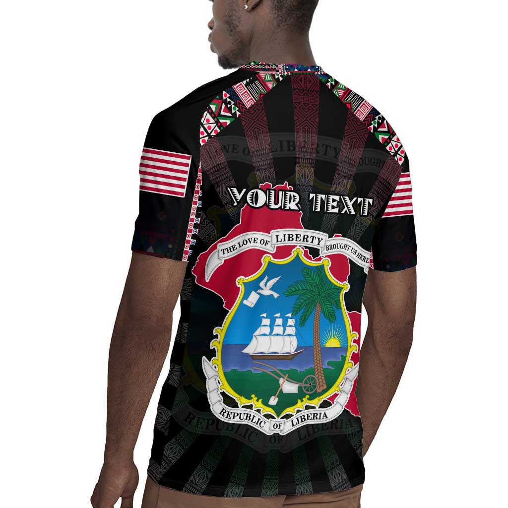 Personalized Liberia Roots Rugby Jersey African Pride in Fingerprint and Tribal Colors