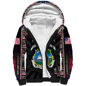 Personalized Liberia Roots Sherpa Hoodie African Pride in Fingerprint and Tribal Colors