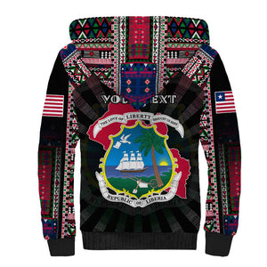 Personalized Liberia Roots Sherpa Hoodie African Pride in Fingerprint and Tribal Colors
