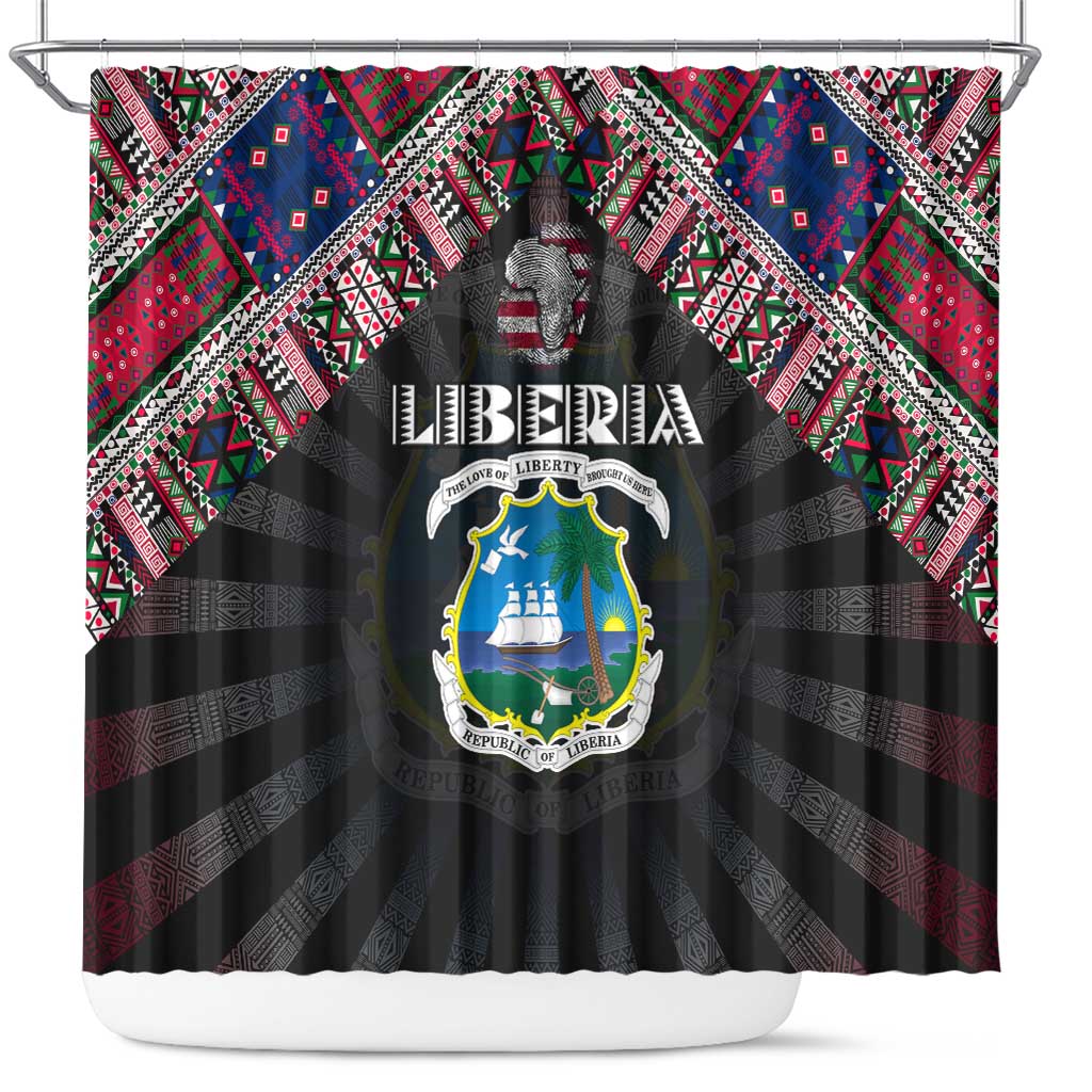 Liberia Roots Shower Curtain African Pride in Fingerprint and Tribal Colors