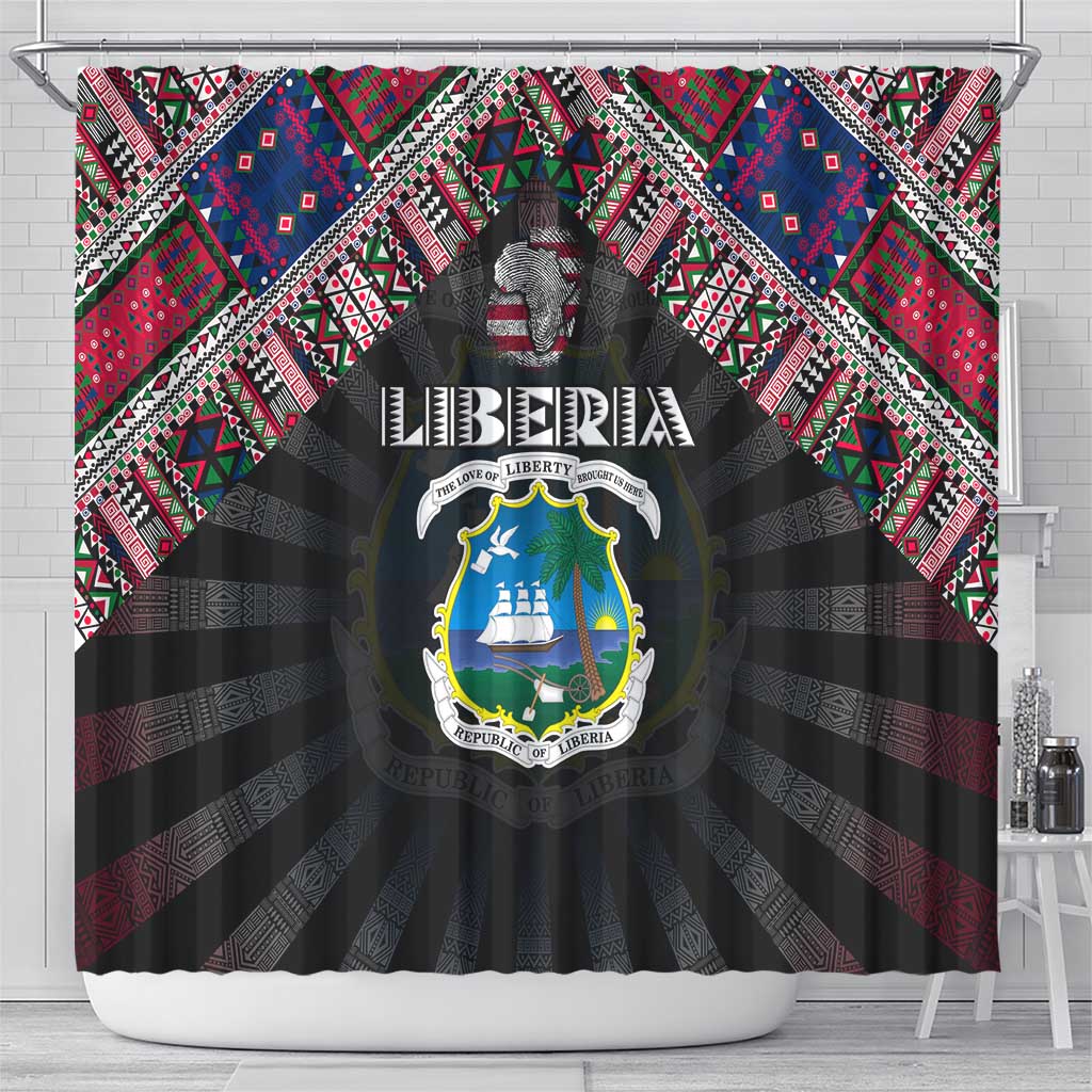 Liberia Roots Shower Curtain African Pride in Fingerprint and Tribal Colors