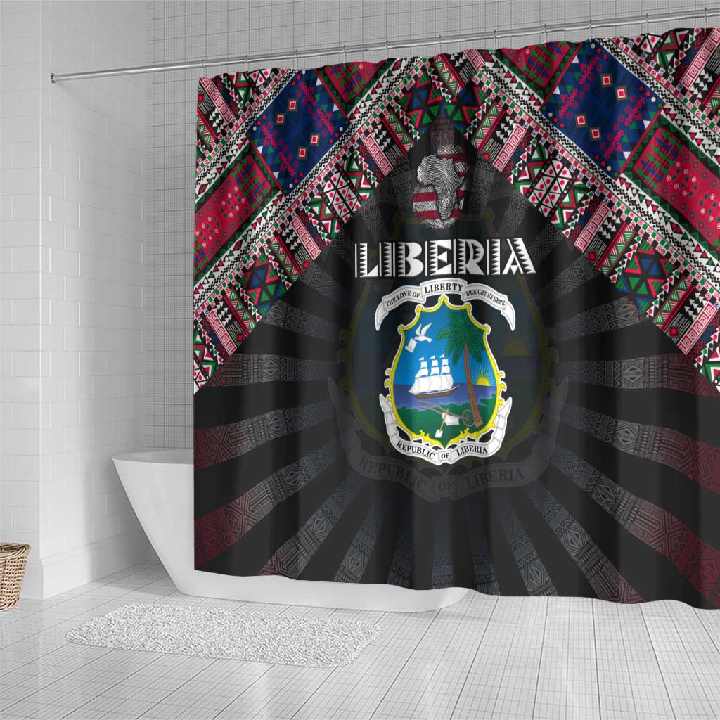 Liberia Roots Shower Curtain African Pride in Fingerprint and Tribal Colors