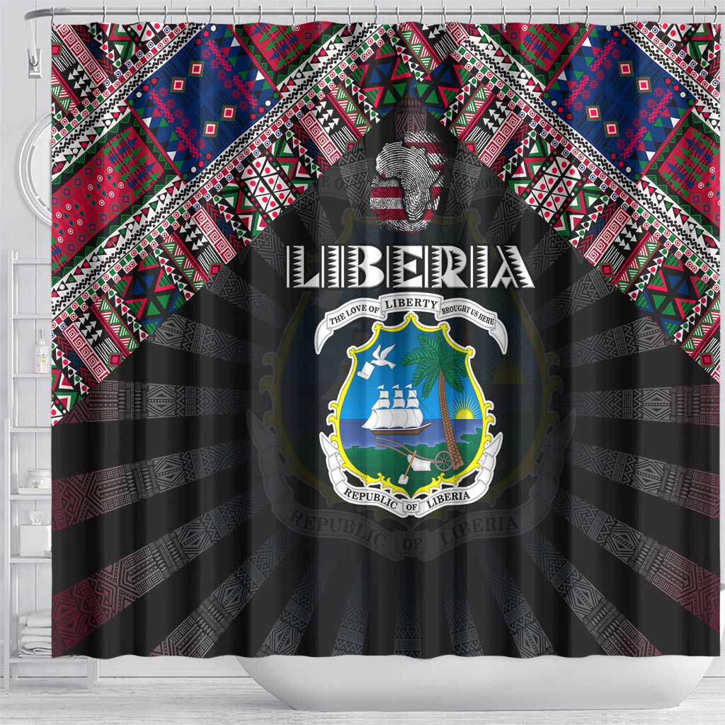 Liberia Roots Shower Curtain African Pride in Fingerprint and Tribal Colors