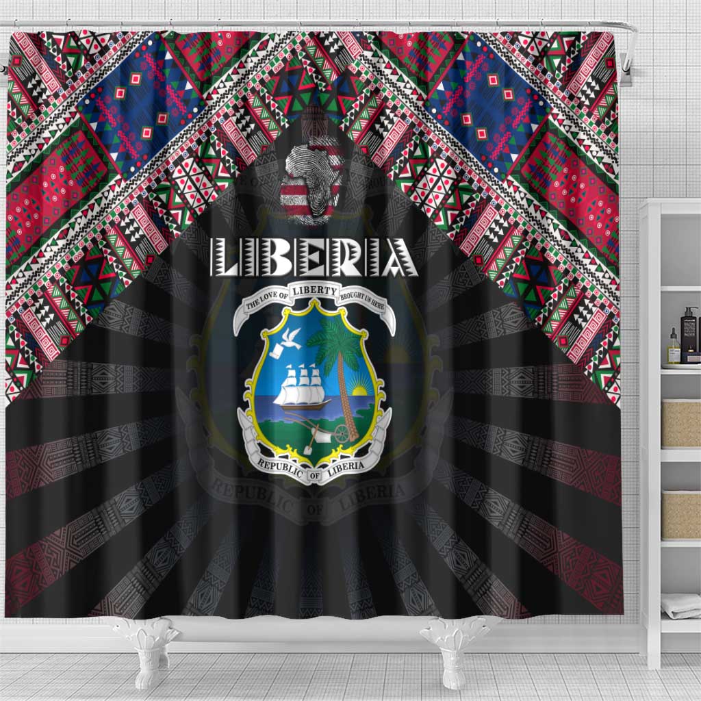 Liberia Roots Shower Curtain African Pride in Fingerprint and Tribal Colors