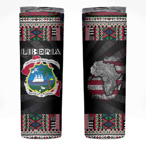 Liberia Roots Skinny Tumbler African Pride in Fingerprint and Tribal Colors