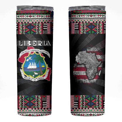 Liberia Roots Skinny Tumbler African Pride in Fingerprint and Tribal Colors