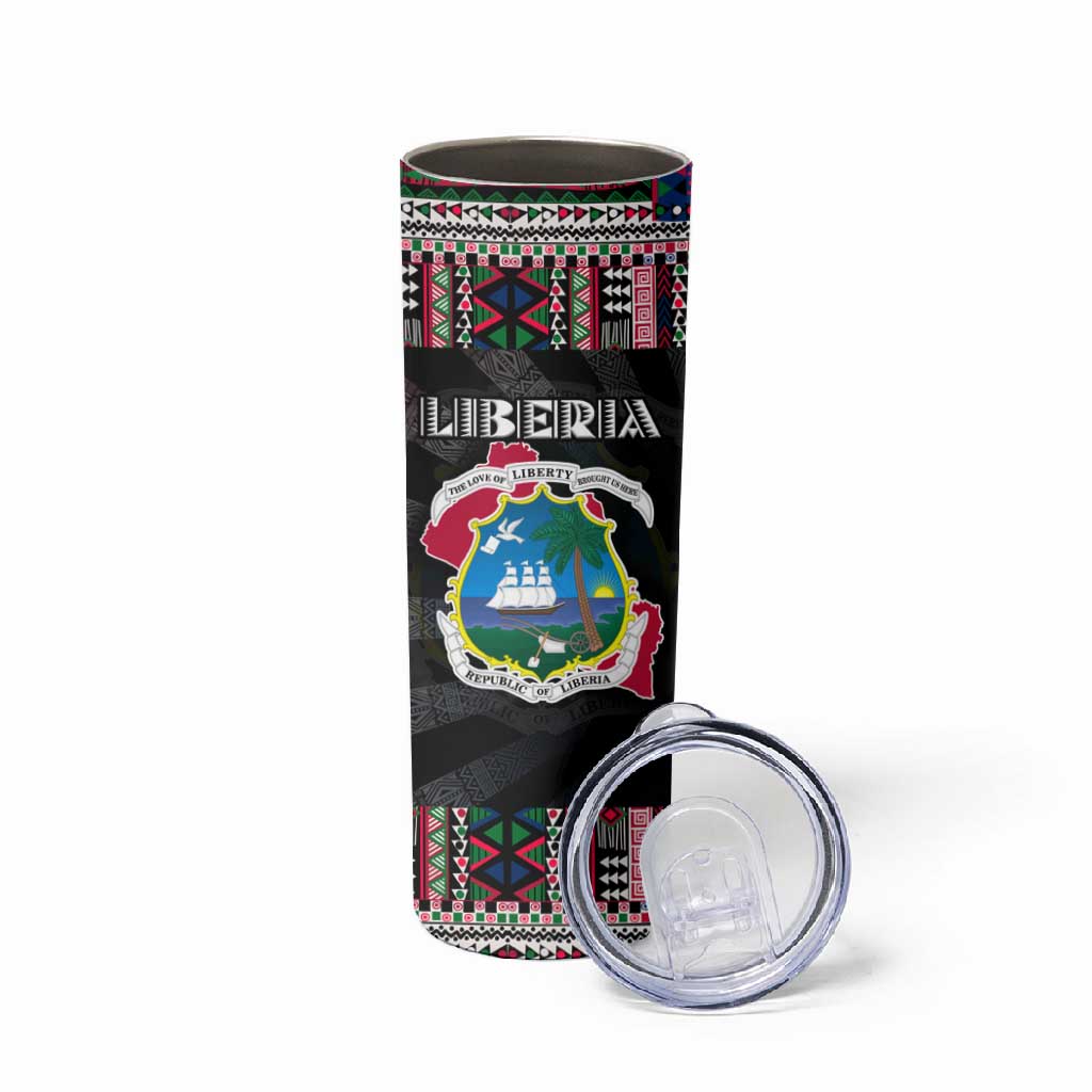 Liberia Roots Skinny Tumbler African Pride in Fingerprint and Tribal Colors