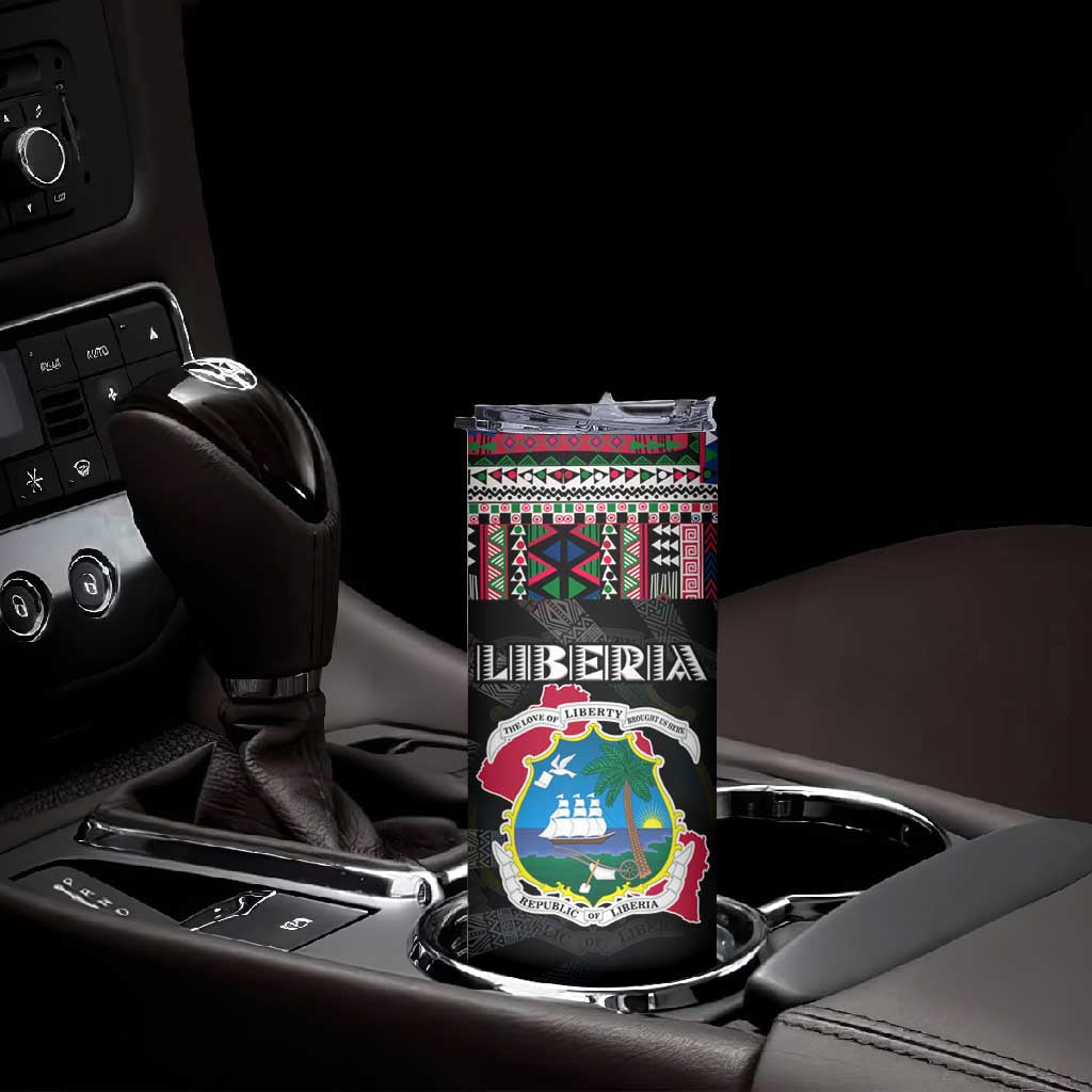 Liberia Roots Skinny Tumbler African Pride in Fingerprint and Tribal Colors