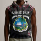 Personalized Liberia Roots Sleeveless Hoodie African Pride in Fingerprint and Tribal Colors - African Pride