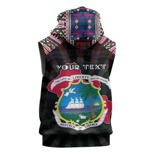 Personalized Liberia Roots Sleeveless Zip Hoodie African Pride in Fingerprint and Tribal Colors - African Pride