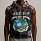 Personalized Liberia Roots Sleeveless Zip Hoodie African Pride in Fingerprint and Tribal Colors - African Pride