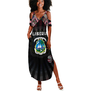 Personalized Liberia Roots Summer Maxi Dress African Pride in Fingerprint and Tribal Colors