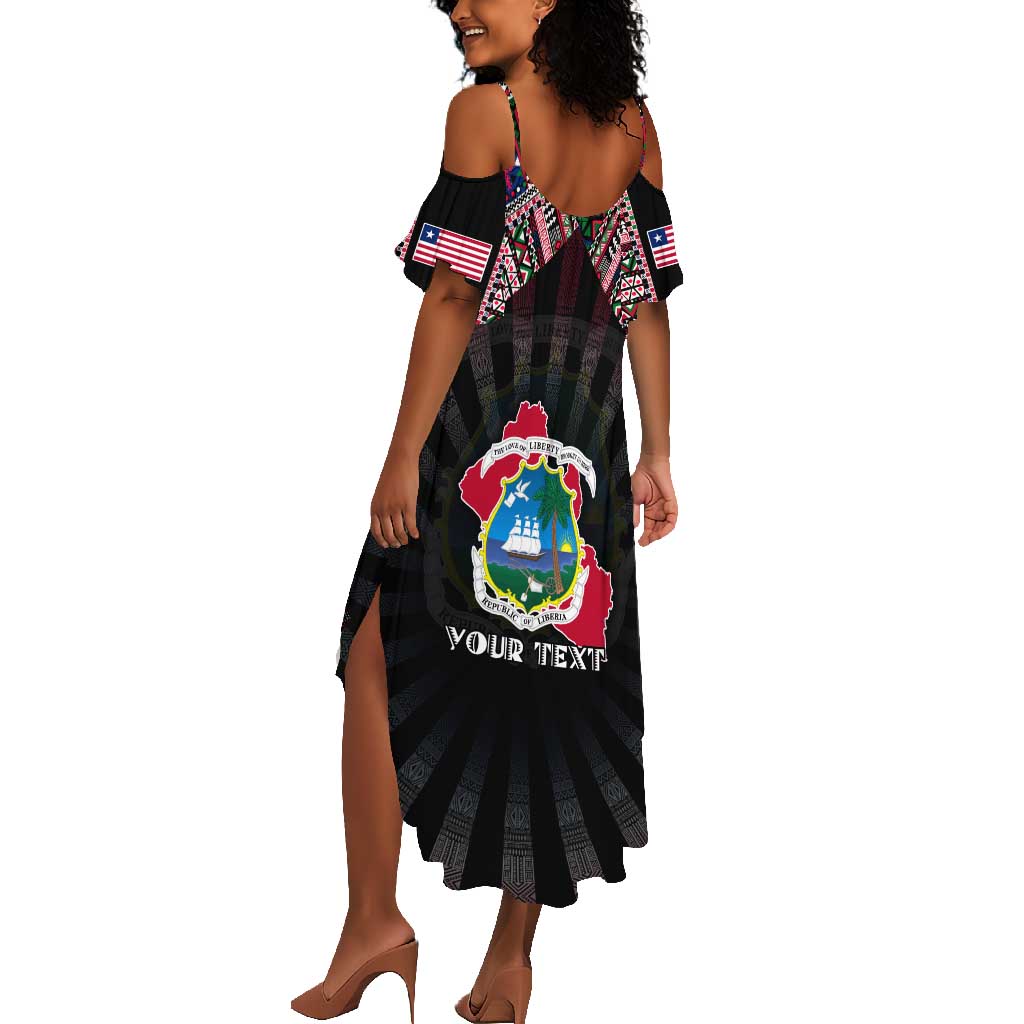 Personalized Liberia Roots Summer Maxi Dress African Pride in Fingerprint and Tribal Colors