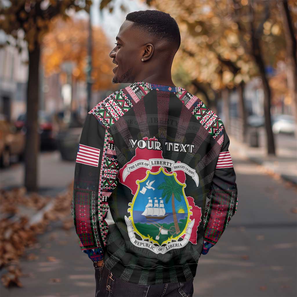 Personalized Liberia Roots Sweatshirt African Pride in Fingerprint and Tribal Colors