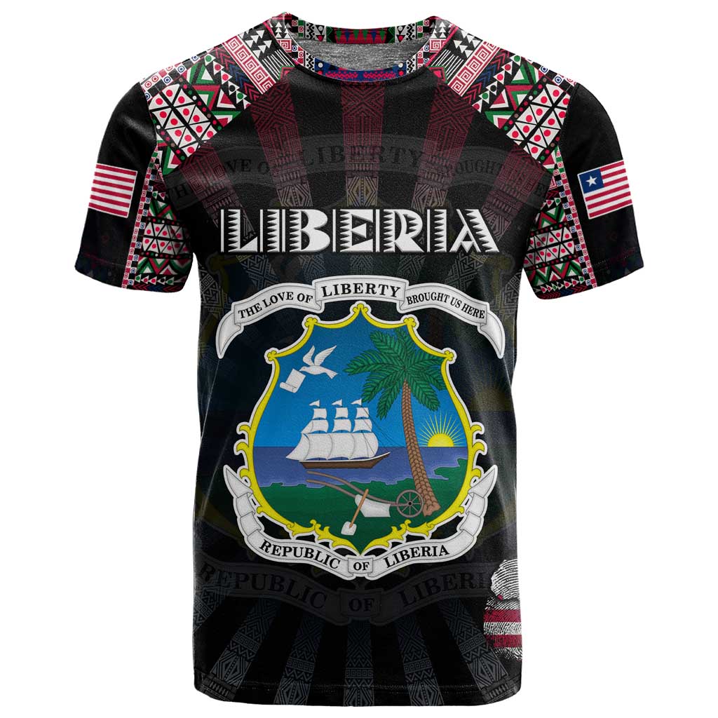Personalized Liberia Roots T shirt African Pride in Fingerprint and Tribal Colors