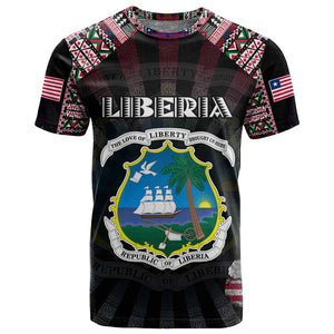 Personalized Liberia Roots T shirt African Pride in Fingerprint and Tribal Colors