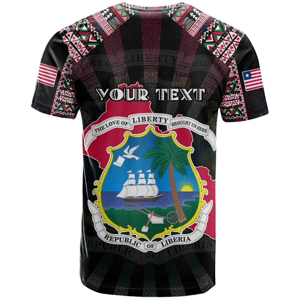 Personalized Liberia Roots T shirt African Pride in Fingerprint and Tribal Colors