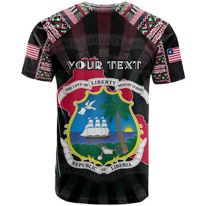 Personalized Liberia Roots T shirt African Pride in Fingerprint and Tribal Colors