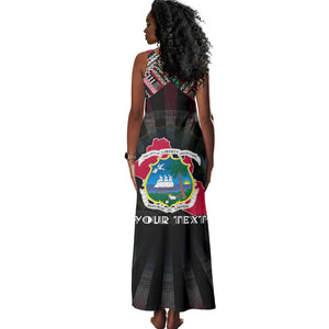 Personalized Liberia Roots Tank Maxi Dress African Pride in Fingerprint and Tribal Colors