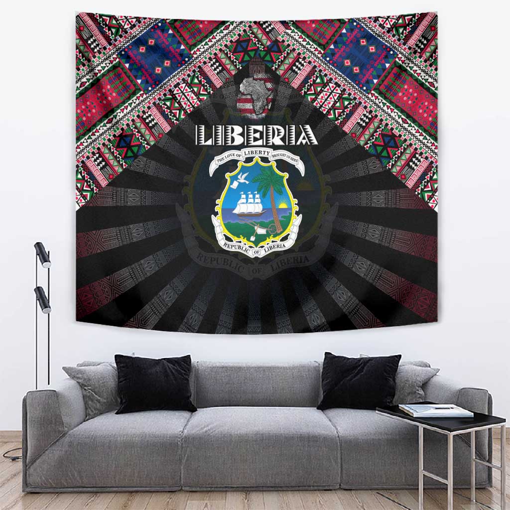 Liberia Roots Tapestry African Pride in Fingerprint and Tribal Colors