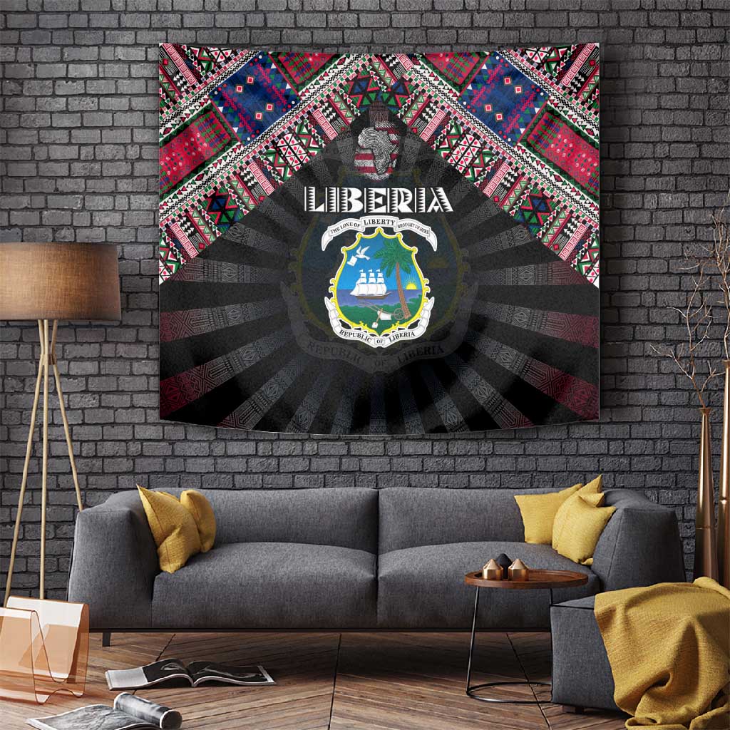 Liberia Roots Tapestry African Pride in Fingerprint and Tribal Colors