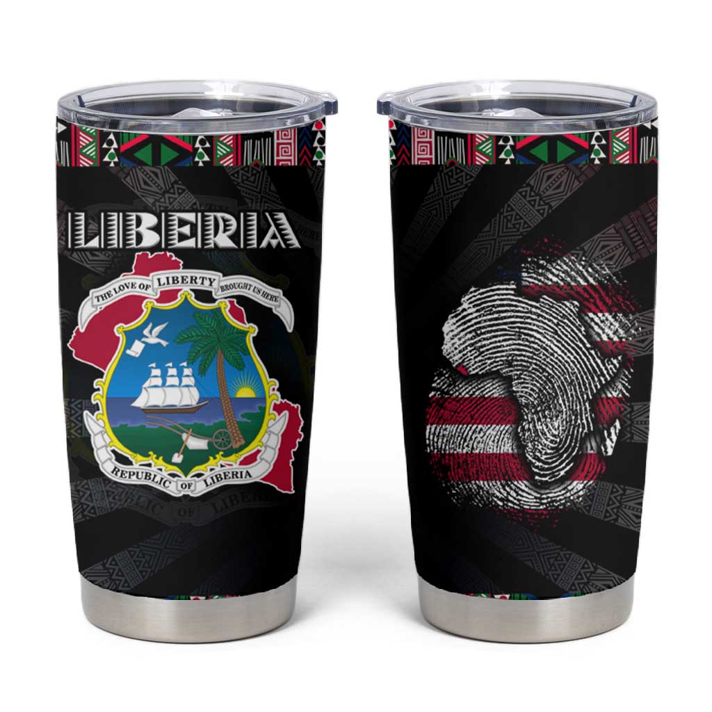 Liberia Roots Tumbler Cup African Pride in Fingerprint and Tribal Colors