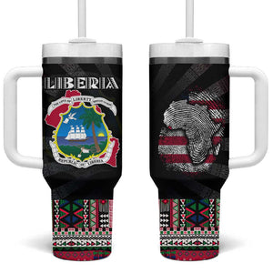 Liberia Roots Tumbler With Handle African Pride in Fingerprint and Tribal Colors