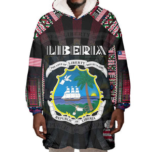 Personalized Liberia Roots Wearable Blanket Hoodie African Pride in Fingerprint and Tribal Colors