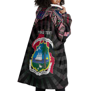 Personalized Liberia Roots Wearable Blanket Hoodie African Pride in Fingerprint and Tribal Colors